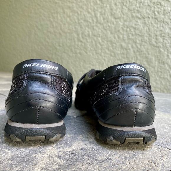 Skechers Womens SN 21406 Black Athletic Shoes Leather Round Toe Comfort Size 7 - Picture 5 of 11